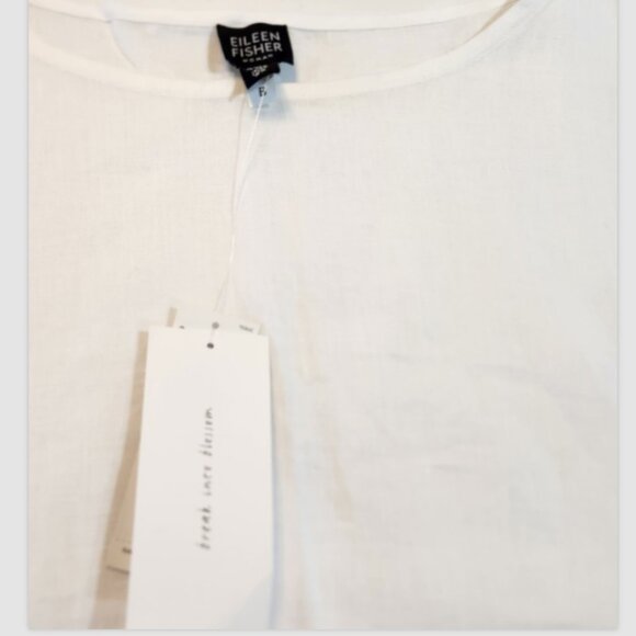 Eileen Fisher Irish Handkerchief Linen Sleeveless White Tank Top - Picture 10 of 16